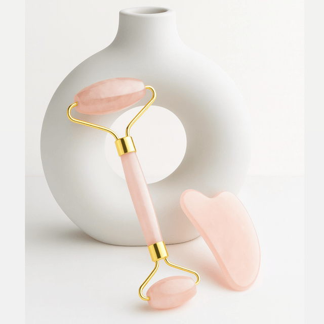  Duo Massage Visage – Rouleau & Gua Sha en Jade Rose