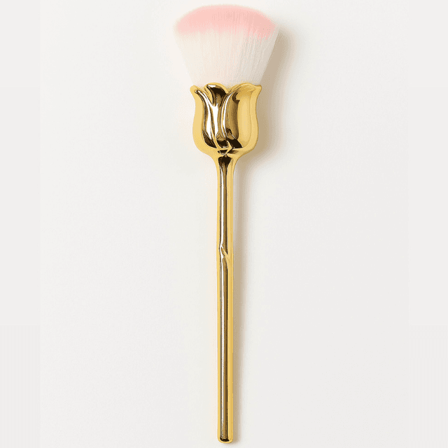 Pinceau à Poussière – Manche Doré Rose Fleur 